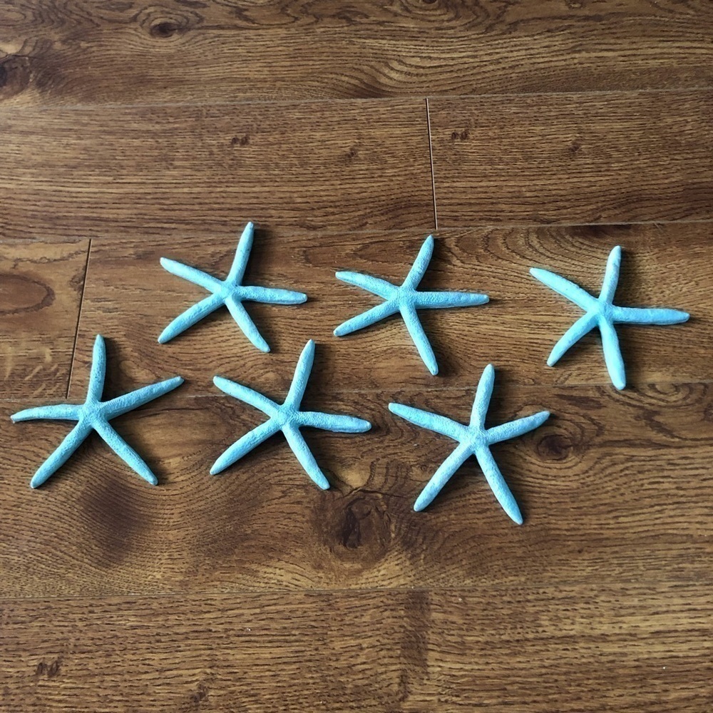 Resin teal starfish set of 6